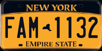 NY license plate FAM1132