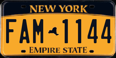 NY license plate FAM1144