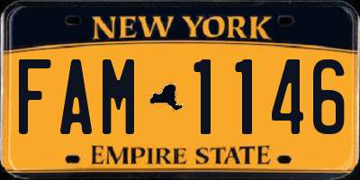NY license plate FAM1146