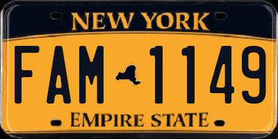 NY license plate FAM1149
