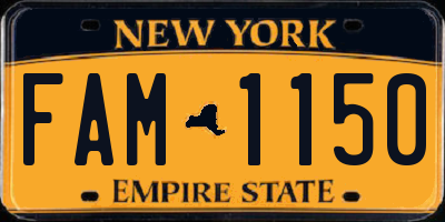 NY license plate FAM1150