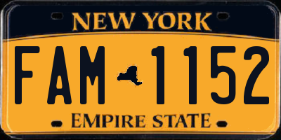 NY license plate FAM1152