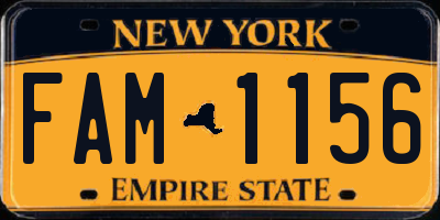 NY license plate FAM1156
