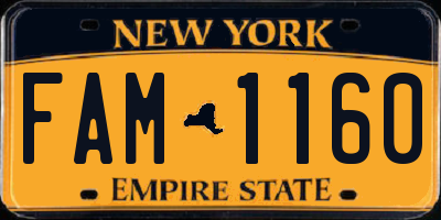 NY license plate FAM1160