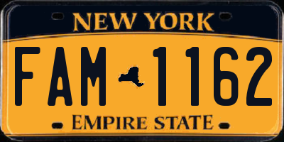NY license plate FAM1162
