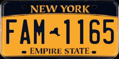 NY license plate FAM1165