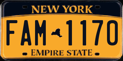 NY license plate FAM1170