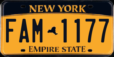 NY license plate FAM1177