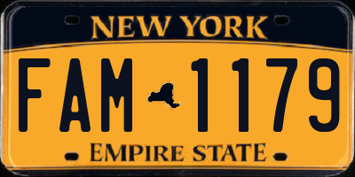 NY license plate FAM1179