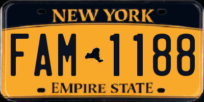 NY license plate FAM1188