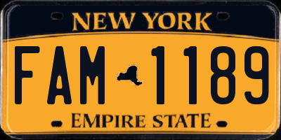 NY license plate FAM1189