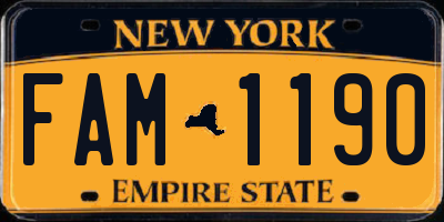NY license plate FAM1190