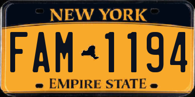 NY license plate FAM1194