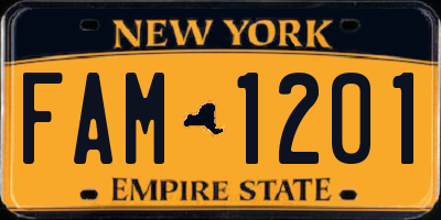 NY license plate FAM1201