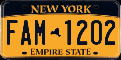 NY license plate FAM1202
