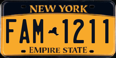 NY license plate FAM1211