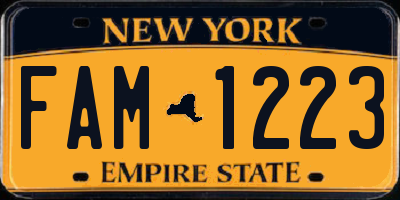 NY license plate FAM1223