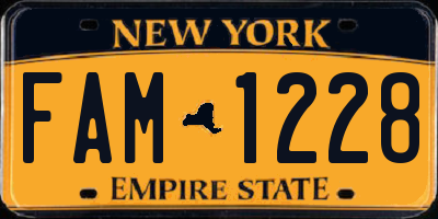 NY license plate FAM1228