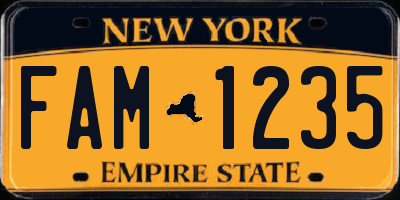 NY license plate FAM1235