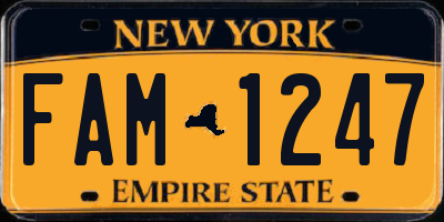 NY license plate FAM1247