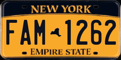 NY license plate FAM1262