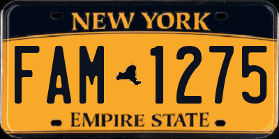 NY license plate FAM1275