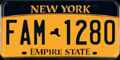 NY license plate FAM1280