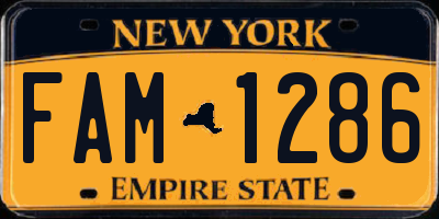 NY license plate FAM1286
