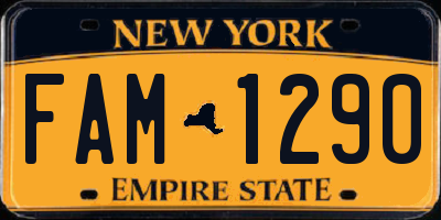 NY license plate FAM1290