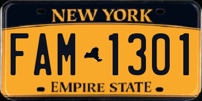 NY license plate FAM1301