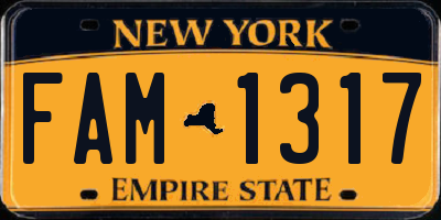 NY license plate FAM1317