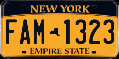 NY license plate FAM1323