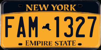 NY license plate FAM1327