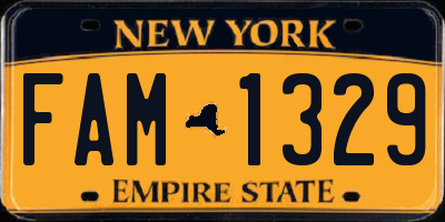 NY license plate FAM1329
