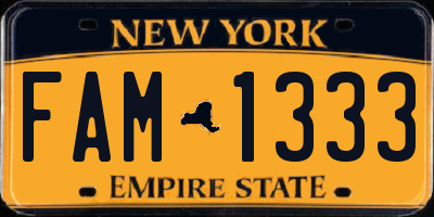 NY license plate FAM1333