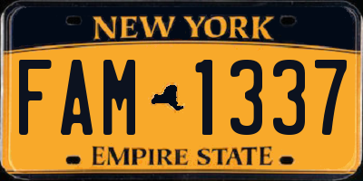 NY license plate FAM1337