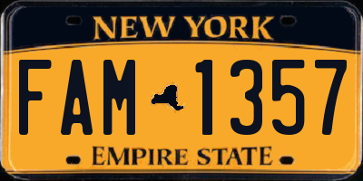NY license plate FAM1357