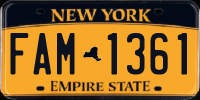 NY license plate FAM1361
