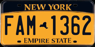 NY license plate FAM1362