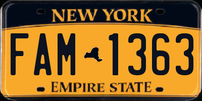 NY license plate FAM1363