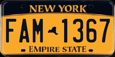 NY license plate FAM1367