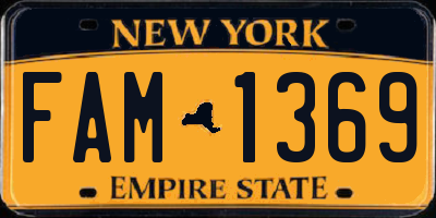 NY license plate FAM1369