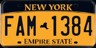 NY license plate FAM1384