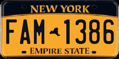 NY license plate FAM1386