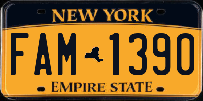 NY license plate FAM1390