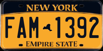 NY license plate FAM1392