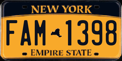 NY license plate FAM1398