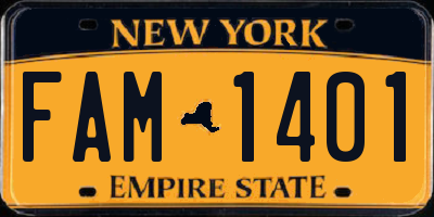 NY license plate FAM1401