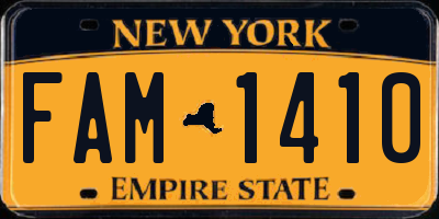 NY license plate FAM1410