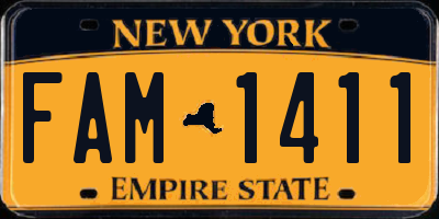 NY license plate FAM1411